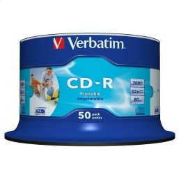 VERBATIM CD-R 700MB 52X AZO PRINTABLE CAKE*50 43438