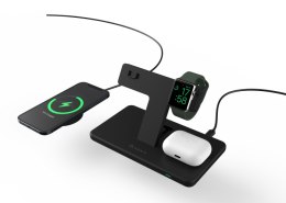 Adam Elements Omnia M3 - ładowarka bezprzewodowa do 3 urządzeń z uchwytem do Apple Watch, wspierająca ładowanie MagSafe