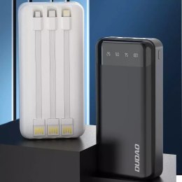 Dudao spacieux avec 3 câbles intégrés 20000mAh USB Type C + micro USB + Lightning blanc (Dudao K6Pro +)