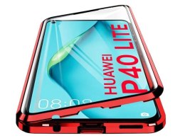 Etui magnetyczne szklane Dr.Fit dwustronne do Huawei P40 Lite Czerwone