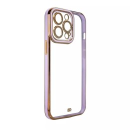 Coque Fashion pour iPhone 12 Pro Gold Frame Gel Cover Violet
