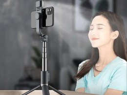 Selfie Stick Tripod Roreta Wireless Bluetooth statyw z lampką LED Black