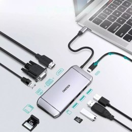 Choetech 9v1 multifunkční HUB USB Type C - 3x USB 3.2 Gen 1 / čtečka karet SD a TF / HDMI 4K 30Hz / VGA Full HD 60Hz / USB Type 