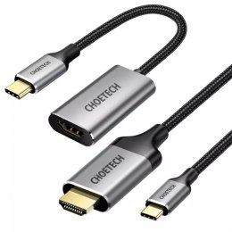 Choetech kit adaptér HUB USB Typ C - HDMI 2.0 (3840 x 2160 @ 60Hz) šedý (HUB-H12) + USB kabel Typ C - HDMI (3840 x 2160 @ 60Hz) 