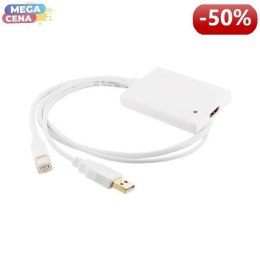 4World Adapter mini DisplayPort [M] + USB [M] > HDMI [F], 0.5m, biały