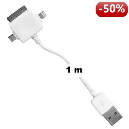 Whitenergy Kabel do przesyłu danych 3w1: Micro USB, Lightning, iPhone 4, 100cm, biały